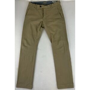 Gustin Pants Mens 33x33 Brown Duck Chino Slim Fit Washed Heavy Canvas Button Fly